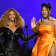 Beyoncé and Megan Thee Stallion accepts the Best Rap Performance award onstage during the 63rd Annual Grammy Awards on March 14, 2021.